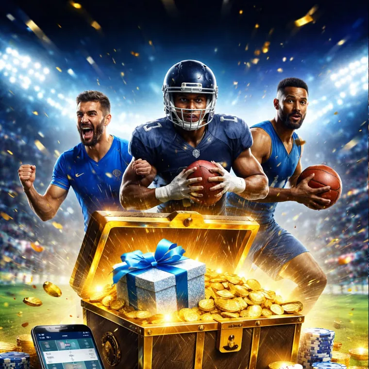Promotions and bonuses with treasure chest and coins